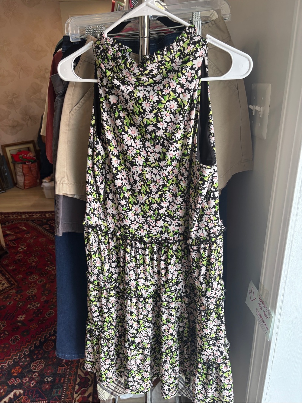Tommy Hilfiger Black Floral Sleeveless Tiered Maxi Dress